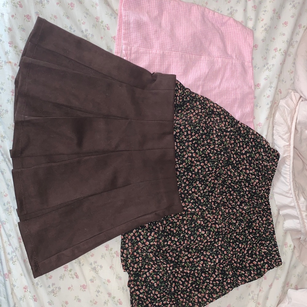 BUNDLE!! THREE SKIRTS, BROWN, PINK AND BLACK